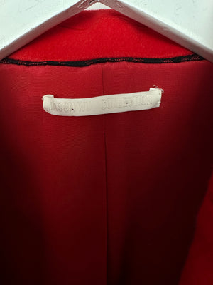 Jason Wu Collection Red Double-Breasted Felt Blazer with Raw Hem Details Size US 6 (UK 8) RRP $3595