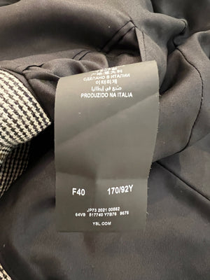 Saint Laurent Black and White Houndstooth Blazer Jacket Size FR 40 (UK 12)