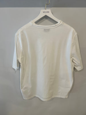 Hermès Menswear White T-Shirt with Abstract Textured Print Detail Size L