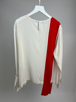 Stella McCartney White Blouse with Red Stripe Size FR 38 (UK 10)