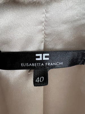 Elisabetta Franchi Cream Faux Fur Long-Sleeve Coat Size IT 40 (UK 8)