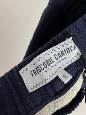 Frescobol Carioca Navy Linen Menswear Trousers Size UK 36