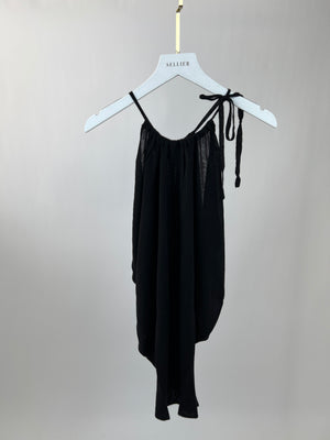 Yves Saint Laurent Vintage Black Halter Neck Knit Top with Ruched Neck Tie Detail FR 38 (UK 10)
