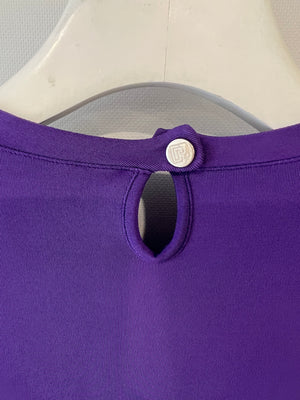 Paco Rabanne Purple Short Sleeved Mini Dress with Ruched Detail and Silver Buttons Size FR 38 (UK 10) RRP £700