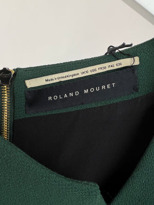 Roland Mouret Emerald Green Short Sleeve Midi Dress Waist Detail FR 38 (UK 10)