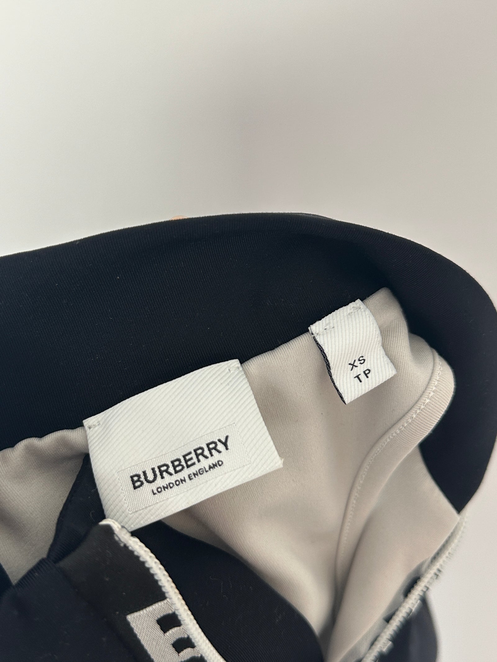 Burberry Black Tay Cropped Tank Top with Zip & Logo Detail Size XS