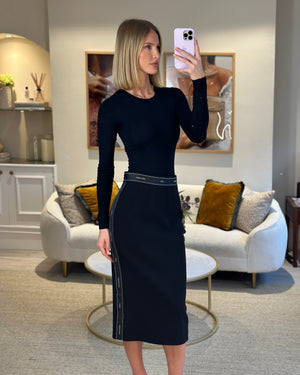 Dolce & Gabbana Black Wool Pencil Skirt with Logo Details Size IT 40 (UK 8) RRP £950