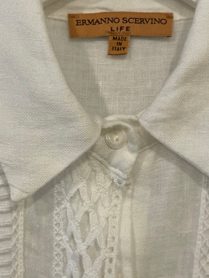 Ermanno Scervino Life White Two-Piece Linen Shirt and Shorts Set Size IT 38 (UK 6)