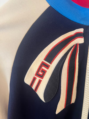 Gucci Blue, Red and Cream Tracksuit Jacket with Red Snake and Guccify Yourself Print Size M (UK 10)