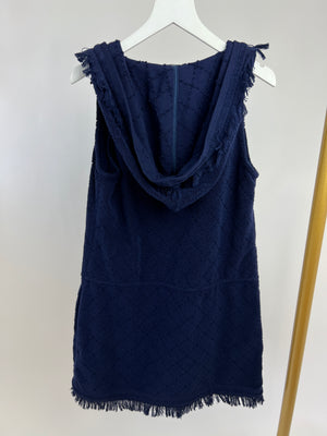 Chanel Navy Sleeveless Towel Dress with Hood Size FR 36 (UK 8)