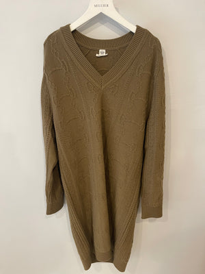 Hermès Brown Cashmere and Wool Blend Knit Long-Sleeve Dress Size FR 38 (UK 10)