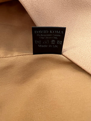 David Koma Beige One Shoulder Cropped Top with Silver Logo Detail Size UK 10 RRP £480