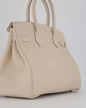 *RARE* Hermès Birkin 30 Retourne Bag in Craie Togo Leather with Gold Hardware