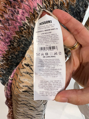 Missoni Brown Crochet Mid-Neck Long Sleeve Dress IT 38 (UK 6)