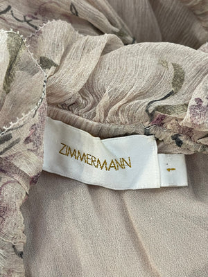 *FIRE PRICE* Zimmermann Beige Silk Floral Maxi Dress with Belt Size 1 (UK 10) RRP £960