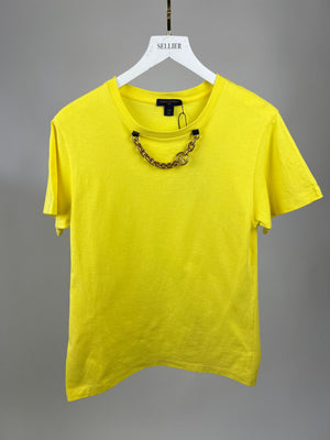 Louis Vuitton Yellow Oversized T-Shirt with Neck Logo Chain Detail Size XL (UK 14) RRP £650