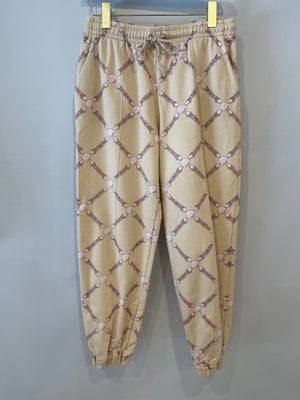 Hermès Beige and Pink 'Grand Tralala' Two-Piece Jumper and Jogger Set Size FR 40 (UK 12)