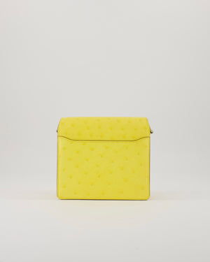 Hermès Mini Roulis 18 in Jaune Citron Ostrich Leather with Palladium Hardware