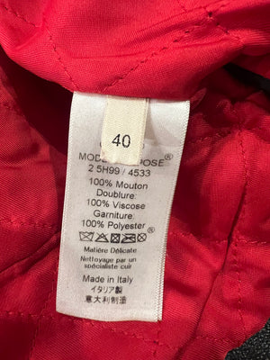 Céline Black Sheepskin Leather Jacket with Silver Zipper and Buckles Details Size FR 40 (UK 12)