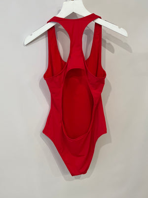 Vetements Red One-Piece Swimsuit with Logo Detail Size S (UK 8) RRP £370