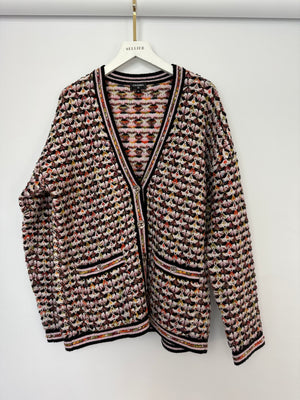 Chanel Muli-Colour Long Sleeve Cashmere Blend Knit Cardigan with Silver CC Logo Buttons Size FR 36 (UK 8)