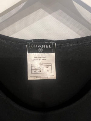 Chanel 2004 Black Sleeveless Tank Top with White Logo Print Detail Size FR 40 (UK 12)