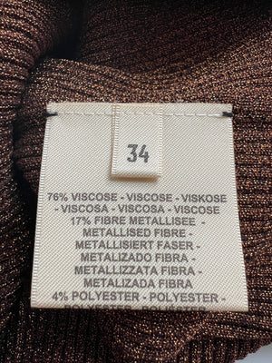 Hermès Bronze Metallic Knitted Longsleeve Jumper Size FR 34 (UK 6)