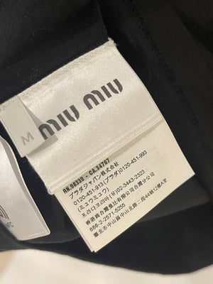 Miu Miu Black Cotton Jersey T-Shirt with Embroidered Logo Size M (UK 10) RRP £590