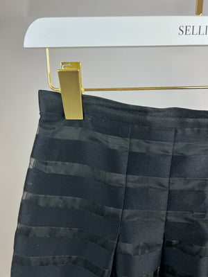 Max Mara Studio Black Mesh Striped Midi Skirt Size IT 40 (UK 8)
