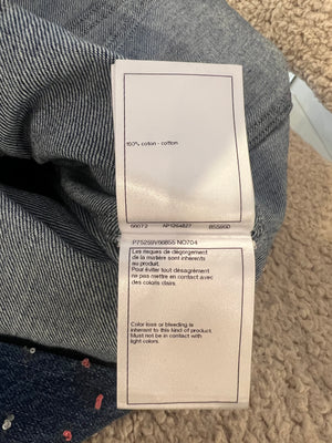 Chanel Métiers d'Art 2023 Denim Jacket with Pink and Silver Micro Sequin Details and Silver CC Logo Buttons Size FR 36 (UK 8)