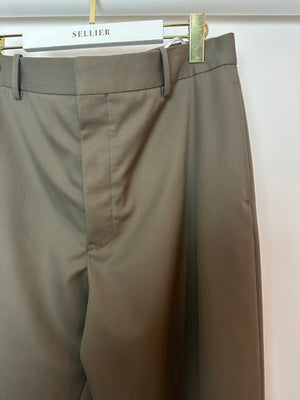 Loewe Khaki Wool Tapered Trousers with Back Pocket Size FR 42 (UK 14)