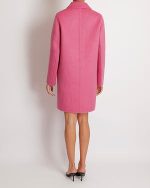 Christian Dior Pink Wool Double-Breasted Coat with Black Buttons Size FR 36 (UK 8)
