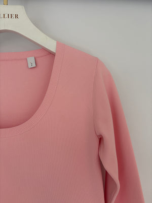 Burberry Pink Long-Sleeved Stretchy Mini Dress  With Embroidered Logo Detail Size S (UK 8)