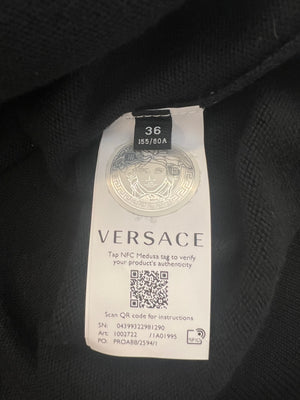 Versace Black Wool High Neck Jumper with Gold Medusa Buttons Detail Size IT 36 (UK 6)
