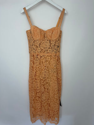 Dolce & Gabbana Peach Lace Corset Midi Dress Size IT 36 (UK 4)