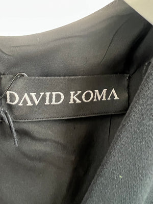 David Koma Black Long-Sleeve Mini Dress Crystal Bra Detail FR 42 (UK 14)