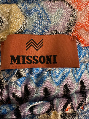 Missoni Blue, Orange, Yellow, and Black Chevron Trousers with Side Slit Size IT 40 (UK 8)