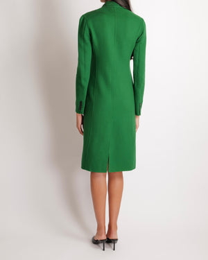 Christian Dior Green Cashmere Coat with Black Buttons Size FR 34 (UK 6)