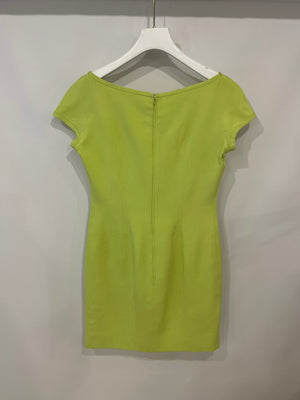 Valentino Lime Yellow Silk Mini Dress Size US 8 (UK 12)