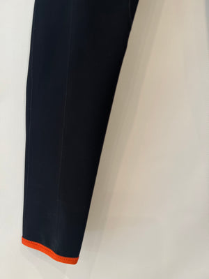 Hermès Black Riding Trousers with Orange Detail and Silver Logo Buttons Size FR 34 (UK 6) RRP £900