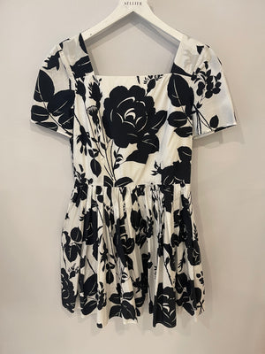 Dolce & Gabbana Black and White Floral Printed Mini Dress Size IT 44 (UK 12)