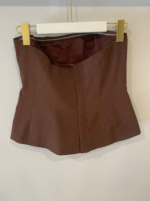 Staud Brown Strapless Bandeau Top Size US 6 (UK 10)