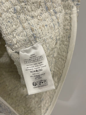 Christian Dior Light Blue Tweed Macrocannage Short-sleeved Jacket with CD Logo Buttons Size FR 34 (UK 6) RRP £2,300