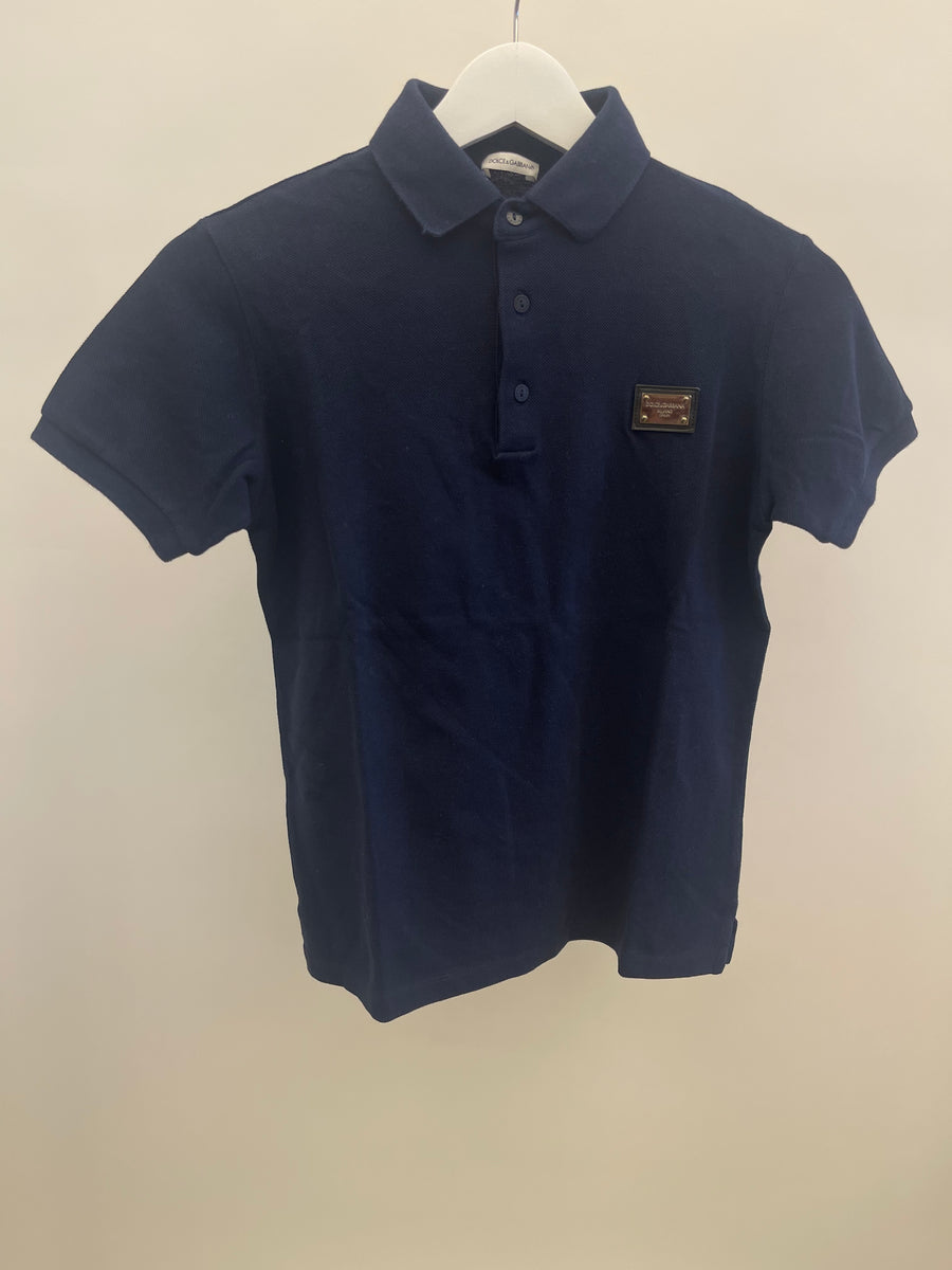Dolce & Gabbana Kids Navy Polo Top with Logo Plate Size 10 years