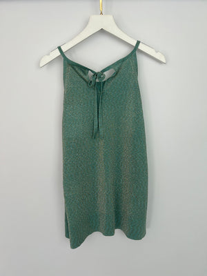 Missoni Green Glitter Tank Top with Neck Tie Detail Size IT 42 (UK 10)