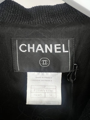 Chanel Black 04/P Button Down Jacket with Frayed Detail FR 34 (UK 6)
