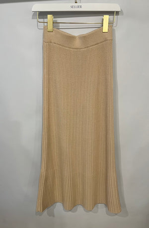 Loro Piana Beige Silk Knitted Maxi Skirt Size S (UK 8)