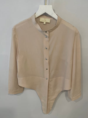 Like Yana Blush Pink Silk Long Sleeve Cardi Top Size S (UK 8)