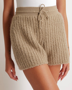 Loro Piana Light Brown Cashmere Knitted Shorts with Drawstring Detail Size S (UK 8) RRP £1,000