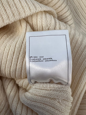 Chanel Cream Knit Wool Jumper with Gold Bag Charm Sleeve Details Size FR 38 (UK 10)
